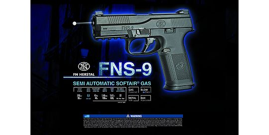 Cybergun FN FNS-9 Gas Pistol, Metal, Black