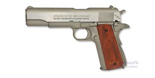 Swiss Arms M1911 Mk IV/Series' 70 ilmapistooli 4.5mm CO2, metalli hopea