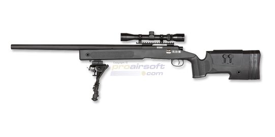 Specna Arms SA-S02 Core High Velocity tarkkuuskivääri, musta - Specna Arms SA-S02 Core High Velocity airsoft-tarkkuuskivääri mustana, 149 m/s ja 3–9×40 kiikaritähtäimellä