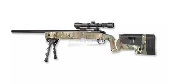 Specna Arms SA-S02 Core High Velocity tarkkuuskivääri, multicam - Specna Arms SA-S02 Core High Velocity airsoft-tarkkuuskivääri multicam, 149 m/s ja 3–9×40 kiikaritähtäimellä