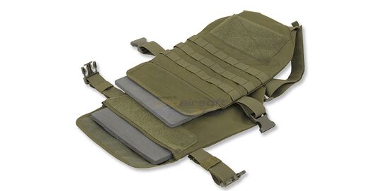 Plate Carrier + pehmeät panssarilevyt, vihreä - Säädettävät olkaimet ja vyötäröhihnat