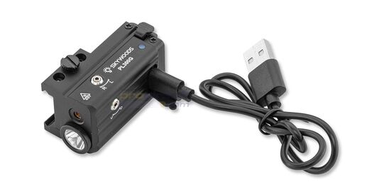 Skywoods PL300G Tactical Flashlight with Green Laser 300 lm – IP66, Picatinny Mount - Skywoods PL300G USB charging