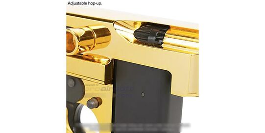 King Arms Thompson M1A1 Gold – WWII Airsoft Replica with Real Wood & Metal Body - Gold Thompson M1A1 receiver with authentic markings