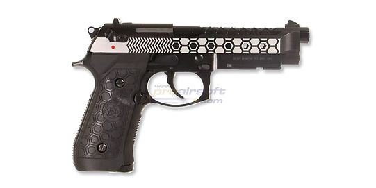 WE M92 Hex Cut DT kaasupistooli sarjatuli, metalli dualtone