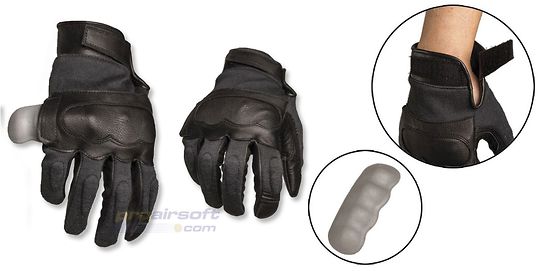 Mil-Tec nahka/aramid käsineet, musta