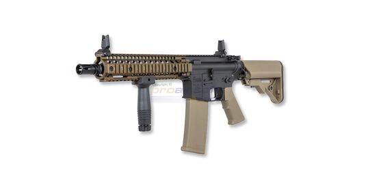 Specna Arms Daniel Defence Mk18 P19 Prime Aster ETU II Chaos Bronze, hiekka - Specna Arms MK18 P19 Prime Aster II ETU Cha os Bronze, koko karbiini sivuprofiilissa