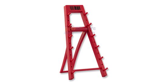 Knife Display Stand for Six Knives – Red Plastic Collector’s Rack - Red knife display stand for six knives – plastic collector’s holder for safe display