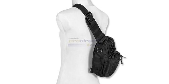 Tactical Shoulder Bag, Black - Adjustable strap and versatile compartments