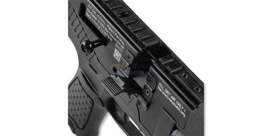 Hatsan Optima Velox PCP Pistol 4.5mm – Semi-Automatic Airgun with Removable Cylinder and Tru-Glo Sights - Close-up of a 11/22 mm rail
