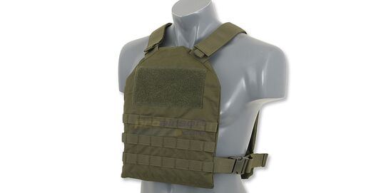 Plate Carrier + pehmeät panssarilevyt, vihreä - Plate carrier liivi pehmeillä dummy panssarilevyillä