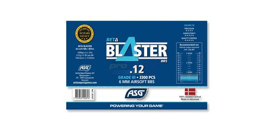 ASG Beta Blaster BB 0,12g 3300pcs - ASG Beta Blaster 0.12g BBs – label