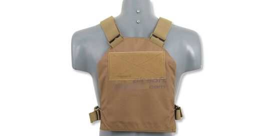 Plate Carrier + pehmeät panssarilevyt, hiekka - Plate carrier takapuoli velcro-paneelilla