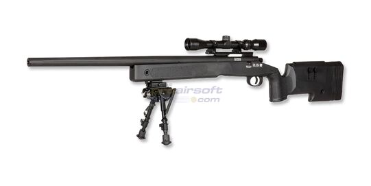 Specna Arms SA-S02 Core High Velocity tarkkuuskivääri, musta - Specna Arms SA-S02 Core High Velocity airsoft-tarkkuuskivääri mustana, 149 m/s ja 3–9×40 kiikaritähtäimellä