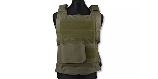 Body Armor Tactical Vest – Olive Green Protective Vest for CQB and Training - tactical protective vest with Velcro adjustment for airsoft and paintball