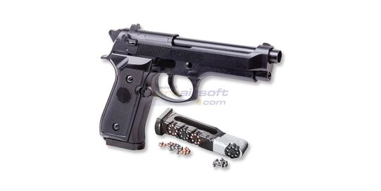 Crosman PDM9B CO2 Air Pistol 4.5mm – dual ammo, blowback, rifled barrel - 8-shot rotary clip and CO₂ cartridge housed in the grip.