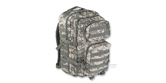 Mil-Tec rynnäkköreppu 40L, ACU - Mil-Tec 40 litran rynnäkköreppu useilla taskuilla ja MOLLE-lenkeillä