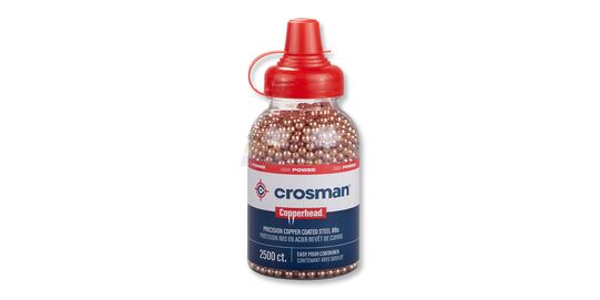 Crosman Copperhead 4.5mm Steel BBs – copper coated precision BBs (2500 pcs) - Crosman Copperhead 4.5mm steel BBs in EZ-Pour bottle.