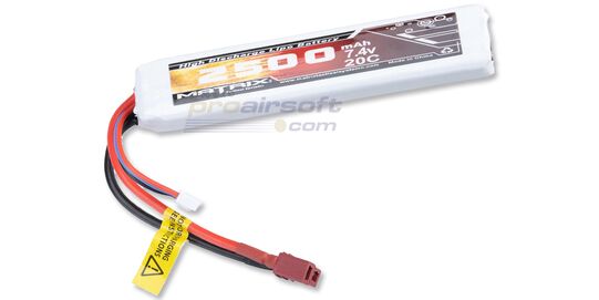 Matrix High Performance 7,4V 2500mAh 20C Lipo akku (Deans liitin) - Matrix High Performance 7,4V 2500mAh LiPo airsoft-käyttöön.