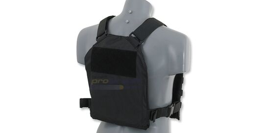 Plate Carrier + pehmeät panssarilevyt, musta - Plate carrier takapuoli velcro-paneelilla