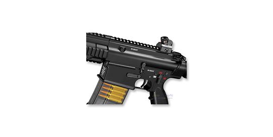 Marui Next-Gen 417 NGRS blowback sähköase - metalli, musta - 70 kuulan läpinäkyvä lipas ja toimiva lukonvapautin