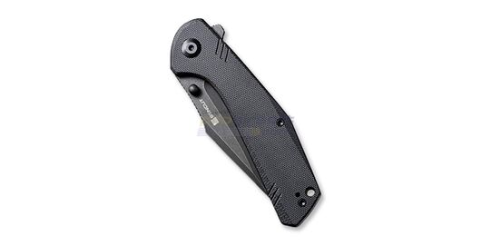 Sencut Actium Flipper All Black – durable EDC folding knife with D2 blade - Sencut Actium All Black folding knife shown and closed.
