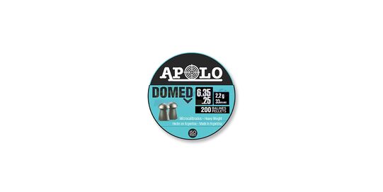 Apolo Domed 6.35mm 2,2g 200kpl - raskas pyöreäpäinen luoti tarkkuusammuntaan ja metsästykseen, 200 kappaletta pakkauksessa.