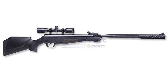 Crosman Shockwave QuietFire NP Gen2 .177 Air Rifle with Scope – Quiet 24 J Nitro Piston Rifle - Full side profile of the Crosman Shockwave QuietFire NP Gen2 .22 air rifle with scope.
