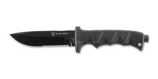 Umarex Elite Force EF703 – Survival Knife with Fire Starter, Sharpener, and Nylon Sheath - Umarex Elite Force EF703 survival knife with 440A blade, rubberized handle, and multifunctional nylon sheath