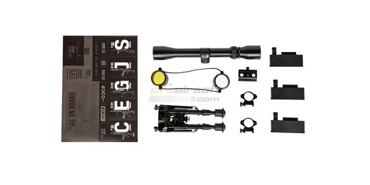 Specna Arms SA-S02 Core High Velocity tarkkuuskivääri, musta - Kolme 20 kuulan lipasta sekä linssin suojat sisältyvät SA-S02 Core -pakettiin