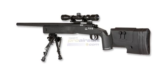 Specna Arms SA-S02 Core High Velocity tarkkuuskivääri, musta - Specna Arms SA-S02 Core High Velocity airsoft-tarkkuuskivääri mustana, 149 m/s ja 3–9×40 kiikaritähtäimellä