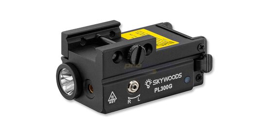 Skywoods PL300G Tactical Flashlight with Green Laser 300 lm – IP66, Picatinny Mount - Skywoods PL300G compact flashlight and green laser