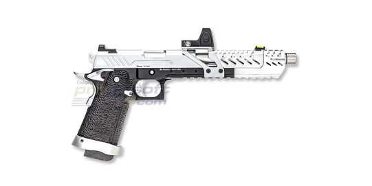 Vorsk Hi-Capa TITAN 7 kaasupistooli punapistetähtäimellä, metalli, hopea/musta