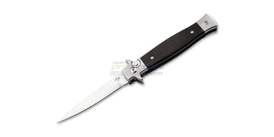 Böker Plus Stiletto 3.5 Ebony Folding Knife - Böker Plus Stiletto 14C28N blade with satin finish