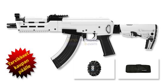 Marui Next-Gen AK White Storm NGRS blowback sähköase – metalli, valkoinen - Tarjouspaketti