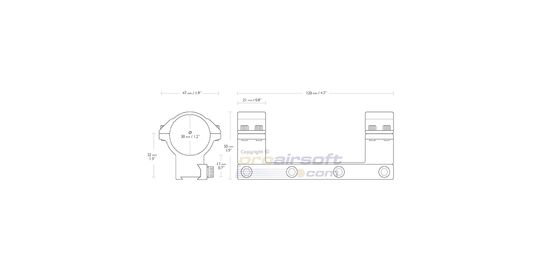 Hawke Match Scope Mount 30mm / 11mm – one-piece high scope mount