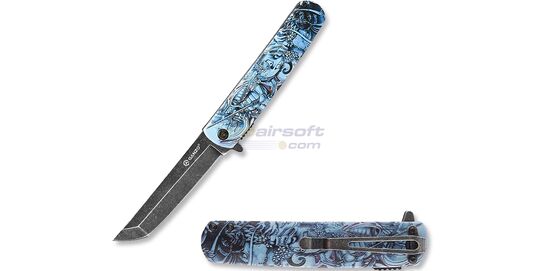 Ganzo G626 Samurai veitsi, sininen - Avattu ja suljettu Ganzo G626 Samurai taittoveitsi.