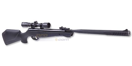 Crosman Shockwave QuietFire NP Gen2 .177 Air Rifle with Scope – Quiet 24 J Nitro Piston Rifle - Full side profile of the Crosman Shockwave QuietFire NP Gen2 .177 air rifle with scope.
