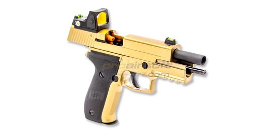 Raven R226 kaasupistooli punapisteellä, metalli, kulta/musta