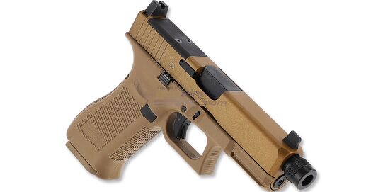 Umarex Glock 19X MOS Gen5 CO₂ Air Pistol 4.5 mm, Coyote – Optics Ready with Threaded Barrel - Optics-ready slide on the Glock 19X MOS Gen5 air pistol