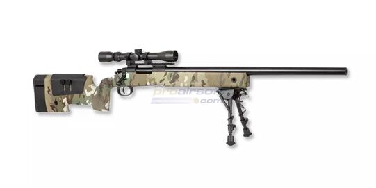 Specna Arms SA-S02 Core High Velocity tarkkuuskivääri, multicam - Specna Arms SA-S02 Core High Velocity airsoft-tarkkuuskivääri multicam, 149 m/s ja 3–9×40 kiikaritähtäimellä