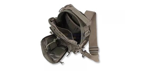 Tactical Shoulder Bag, Green - Main compartment with inner pockets and drainage hole