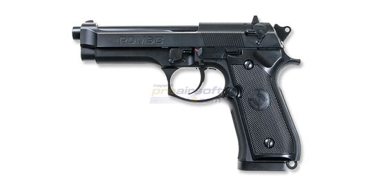 Crosman PDM9B CO2 Air Pistol 4.5mm – dual ammo, blowback, rifled barrel - Crosman PDM9B CO₂ air pistol with black metal frame.