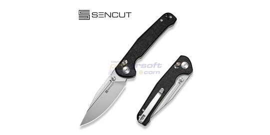 Sencut Glenspar Folding Knife - Sencut Glenspar folding knife with black Shredded G10 handle