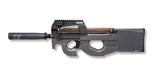 Marui P90 TR sähköase SOCOM äänenvaimentimella - Marui P90 TR sähköase SOCOM-äänenvaimentimella ja RIS-kiskolla