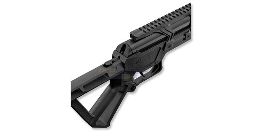 Black Bunker BM8 Survival 4.5mm ilmakivääri, musta - Lähikuva tukin lukituksesta