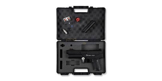 Hatsan Optima Velox PCP Pistol 4.5mm – Semi-Automatic Airgun with Removable Cylinder and Tru-Glo Sights - Air pistol and accessories in hard carry case