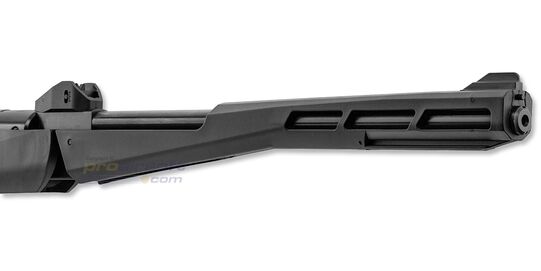 Black Bunker BM8 Survival 4.5mm ilmakivääri, musta - Lähikuva taittopiipusta