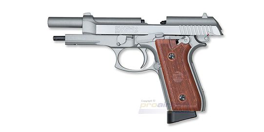 Swiss Arms M92 ilmapistooli 4,5mm CO2, metalli hopea