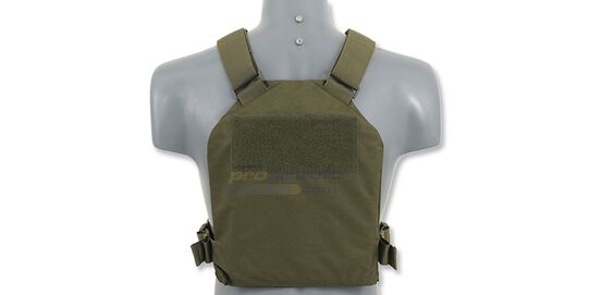 Plate Carrier + pehmeät panssarilevyt, vihreä - Plate carrier takapuoli velcro-paneelilla