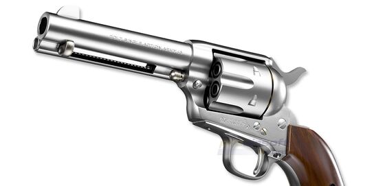 Marui SAA .45 Civilian 4.75" Spring Revolver – Classic Western Airsoft, Silver - Marui SAA .45 Civilian 4.75